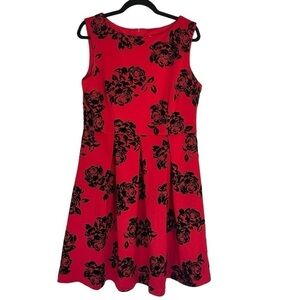 City Studio New York Floral Fit & Flare Dress Velvet 3D Roses Classy